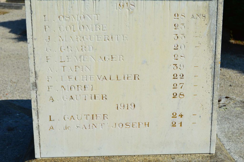 Plaque du monument aux morts des Oubeaux (GL)