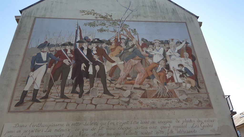 fresque murale à Saint-Lô : plantation de l'arbre de la Liberté