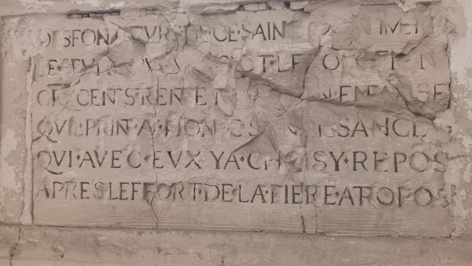 plaque commémorative, chapelle Sainte-Barbe de l'église de Moon-sur-Elle (GL)