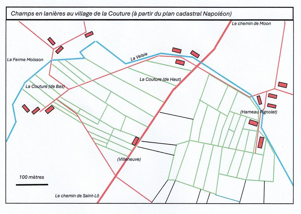plan champs en lanières, la Couture, Moon-sur-Elle (GL)