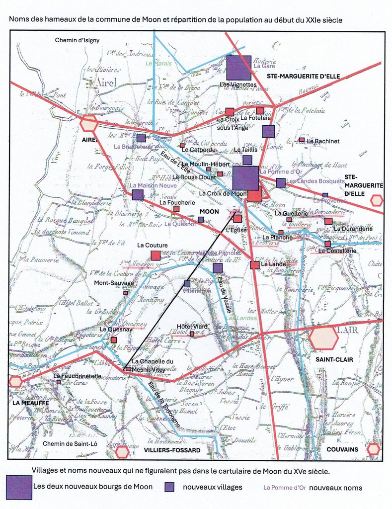 géographie de la commune de Moon au XXe siècle, carte (GL)